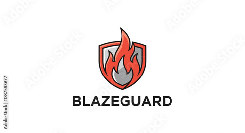 BlazeGuard Logo with Flame Shield Design.