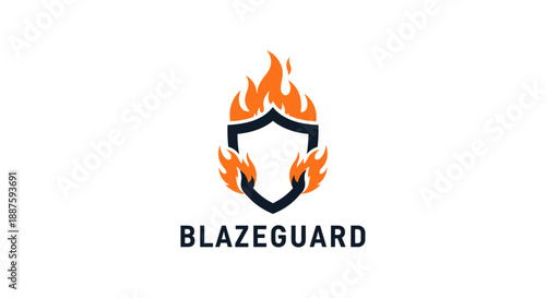 BlazeGuard Logo with Shield and Flames.
