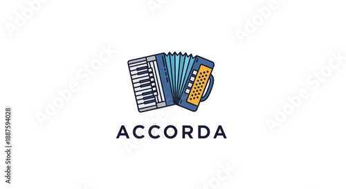 Colorful Accordion Musical Instrument Illustration.