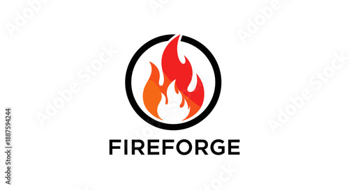 Fireforge Logo with Flames Inside Circle.