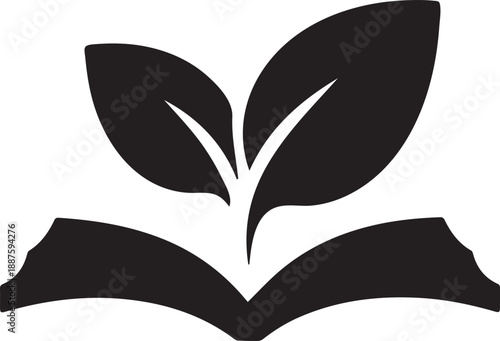 Open book with go green icon silhouette