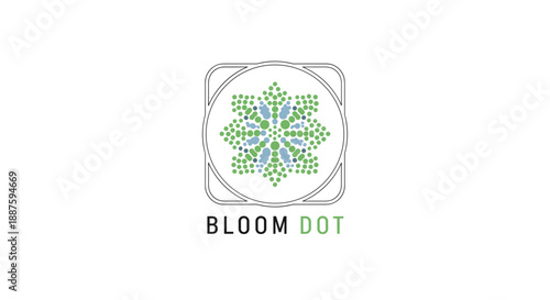 Green Floral Logo Design Element Closeup.