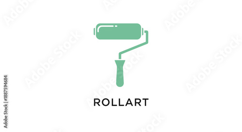 Green Paint Roller Isolated on White.