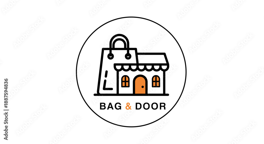 Naklejka premium Illustration of Handbag and House Logo.