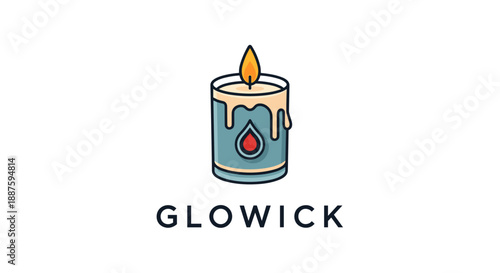 Illustration of a Lit Candle with Flame.