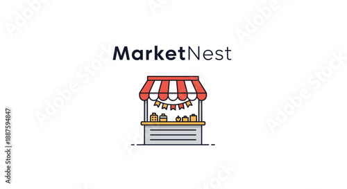 Illustration of a Market Stall with Awning.