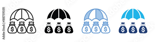 Risk icon set multiple style collection