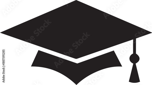 Graduation Cap and Diploma Vector Silhouette Logo Design