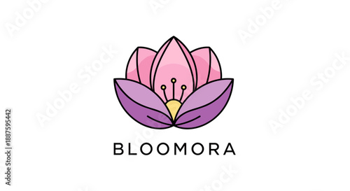 Pink Lotus Flower Logo Design Element 2.