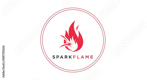 Red Flame Logo Design Element Circle.