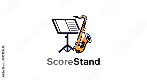 Saxophone and Music Stand Illustration.