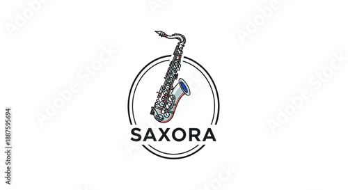 Saxophone Instrument Logo Design Illustration.