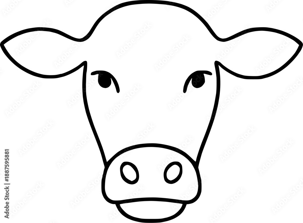 Fototapeta premium Cow head outline. Vector illustration