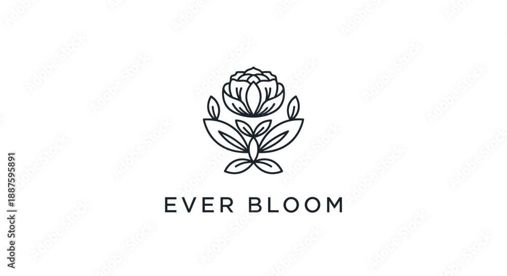Fototapeta premium Simple Line Art Rose Flower Logo Design.