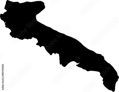 Black silhouette map of Puglia region Italy vector illustration