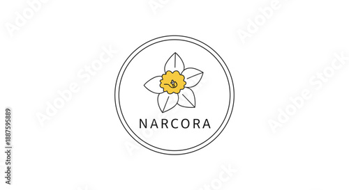 Simple Line Art Narcissus Flower Logo Design.