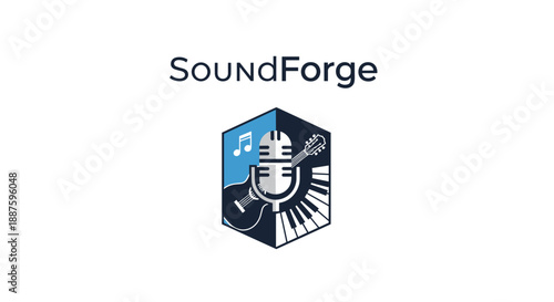SoundForge Logo Design with Music Elements.