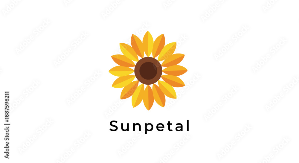 Fototapeta premium Sunpetal Yellow Sunflower Icon Simple Design.