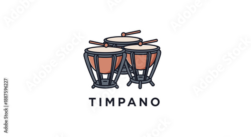 Timpani Drums Illustration with Mallets.