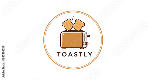 Toastly Logo with Toaster and Toast.