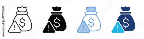 Economic crisis icon set multiple style collection