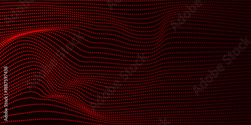 Abstract red circle dots wave pattern on black design modern technology background vector illustration art concept
