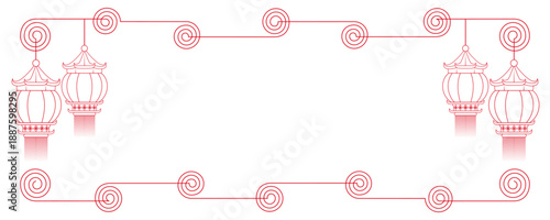 Line drawing of red lanterns for Chinese New Year.eps