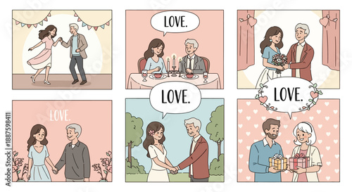 Couple Sharing Love Moments in Various Settings