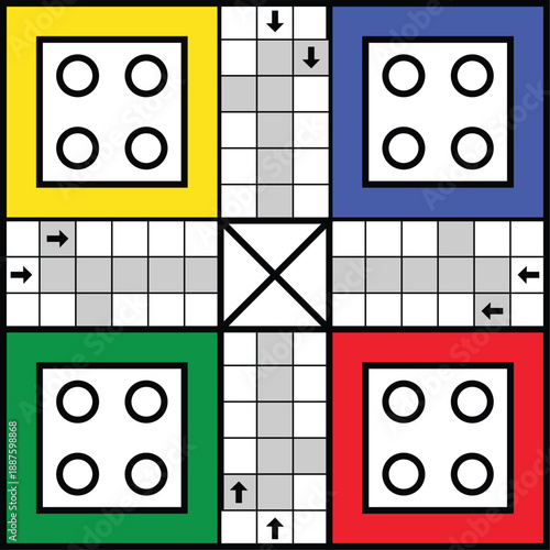 Ludo Board Game Vector Illustration Isolated on White Background