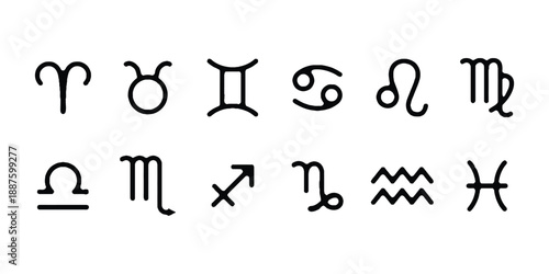 Zodiac Symbols Icon Set. Astrology Zodiac Signs Icons