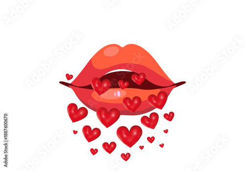 Bright red lips - kiss, love, banner, presentation