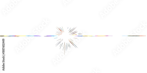 Effetto bagliore luminoso astratto con linee multicolori e sfondo bianco trasparente per design.