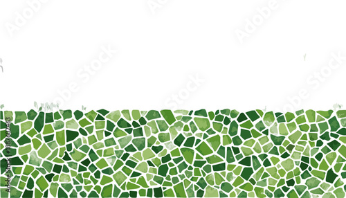 Fondo de mosaico verde vibrante con textura de azulejos rotos y espacio superior blanco para texto.
