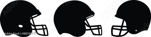 Football helmet silhouette vector set, American football helmet icon vector