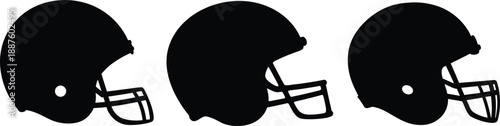 Football helmet silhouette vector set, American football helmet icon vector