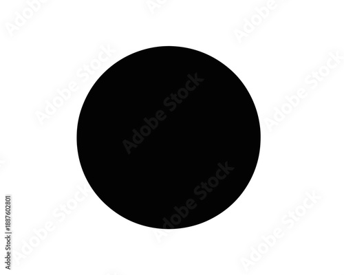 Círculo preto sólido isolado sobre fundo branco, elemento gráfico simples e minimalista com transparência.