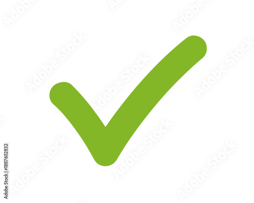 Sinal de visto verde desenhado à mão, símbolo de confirmação, aprovação e sucesso com fundo transparente.