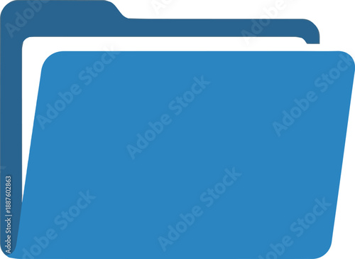 Two blue folders with tabs, one on top of the other, viewed from the front in a simple graphic representation