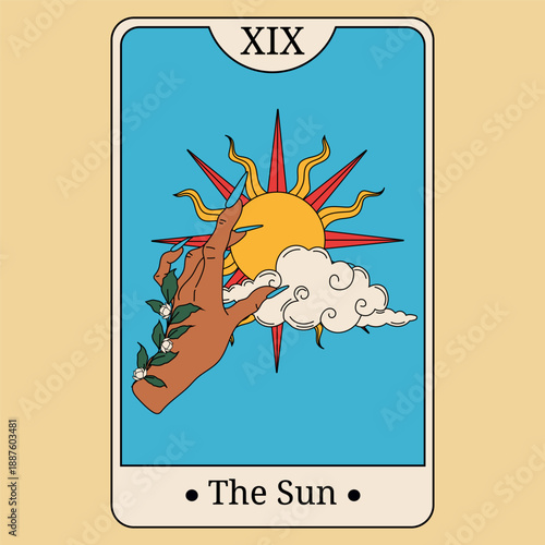 Hand Reaching for the Sun Tarot Card Design