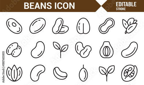 Vegan food beans symbols vector set