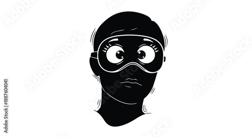 Surprised face with wide eyes wearing sleep mask, illustration