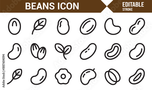 Minimal bean symbols editable vector illustration