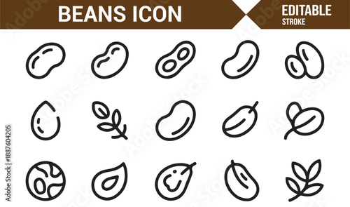 Legume bean outline icons for food design