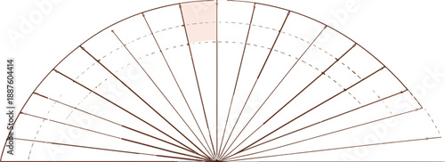 Gráfico vectorial de sector circular dividido en secciones con fondo transparente y un área resaltada.