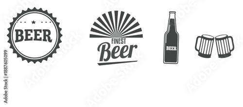 Beer. Set of beer mug with foam icon. Beer mug logo. Bar. Vector illustration