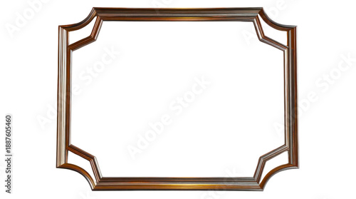 Ornate Gold and Brown Decorative Picture Frame with Classic Design Isolated on Transparent