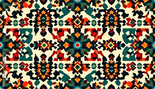 Intricate geometric Navajo-inspired ethnic ornament, seamless vector pattern , abstract, art