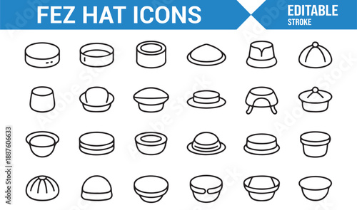 Classic fez cap symbols minimal vector illustration