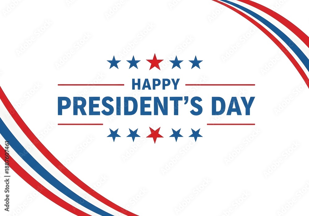 Obraz premium Happy President's Day Greeting with Patriotic Stars and Stripes on White Background