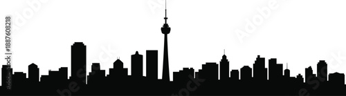 Silhouette city skyline featuring modern skyscrapers, iconic tower  urban buildings, symbolizing architecture, metropolitan lifestyle, business district contemporary cityscape design creative concepts